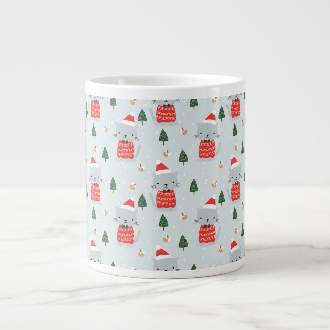 Niedliche Weihnachtskatzen Jumbo-Tasse (Vorderseite)
