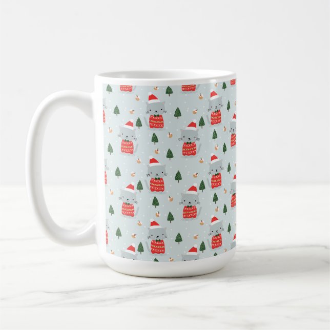 Niedliche Weihnachtskatzen Kaffeetasse (Links)