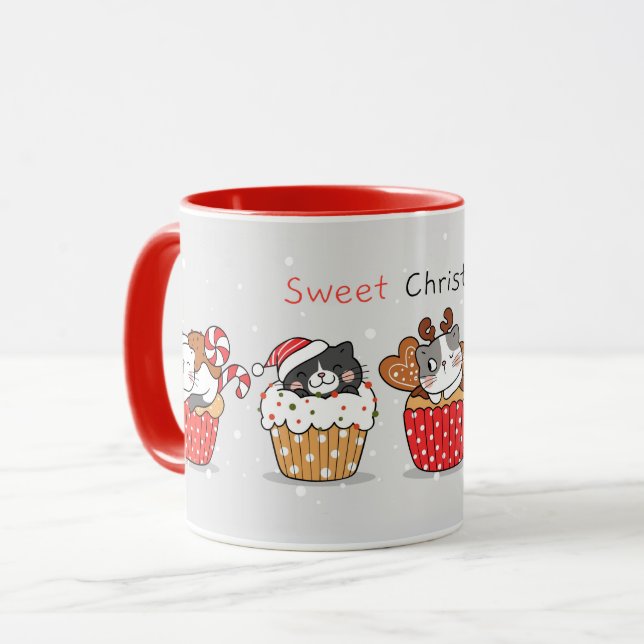 Niedliche Weihnachtskatzen Tasse (Vorderseite Links)