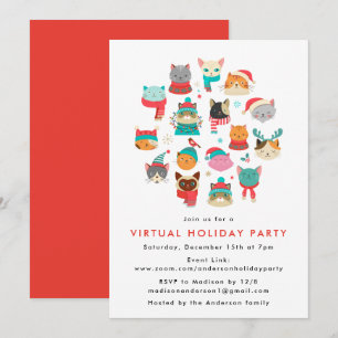 Niedliche Weihnachtskatzen Virtual Holiday Party Einladung