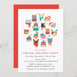 Niedliche Weihnachtskatzen Virtual Holiday Party Einladung