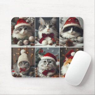 niedliche Weihnachtskatzen Wintertiere rustikal Mousepad