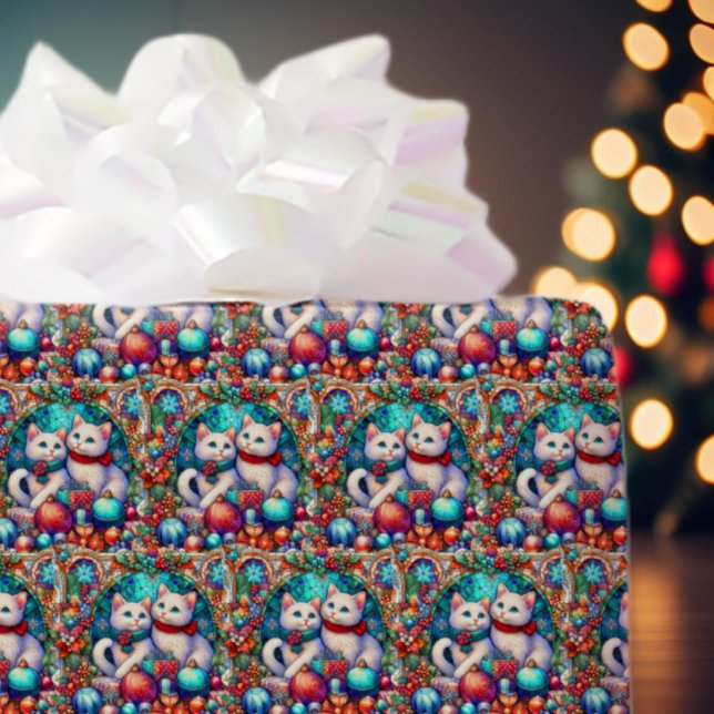 Niedliche Weihnachtskatzenmuster Geschenkpapier (Von Creator hochgeladen)