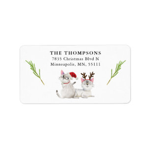Niedliche WeihnachtskatzenRücksendeadresse Adressaufkleber