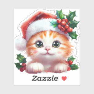 Niedliche Weihnachtskatzenverzierung - Feierliches Aufkleber