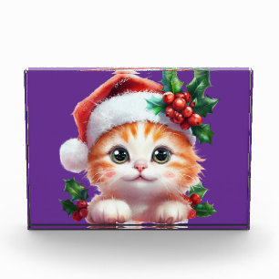 Niedliche Weihnachtskatzenverzierung - Feierliches Fotoblock