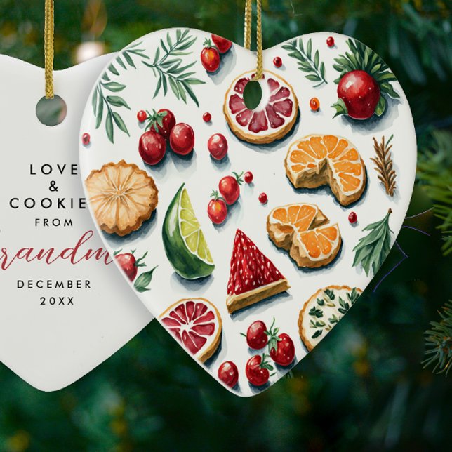 Niedliche Weihnachtskekse, rot und grün, gebackene Keramik Ornament (Von Creator hochgeladen)