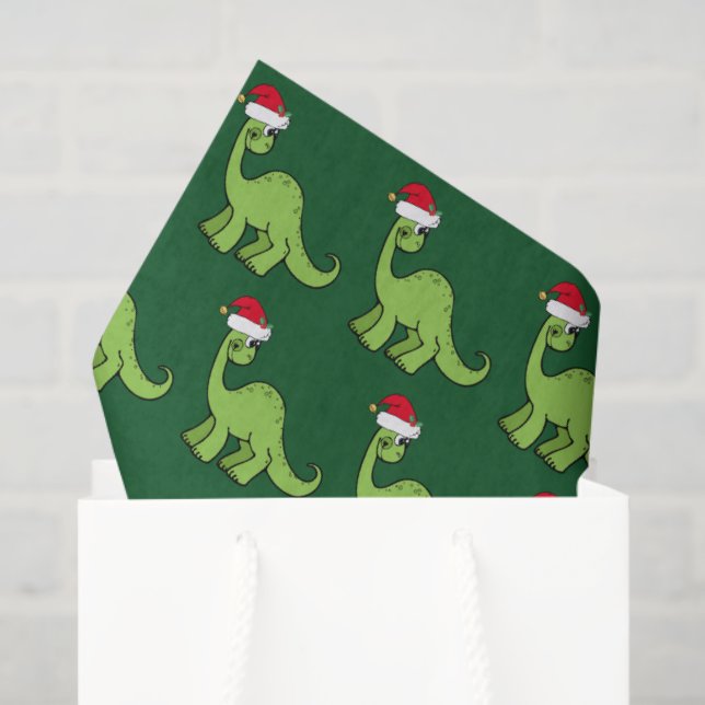 Niedliche Weihnachtskids Dinosaur Santa Seidenpapier (Geschenk Tasche)