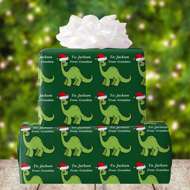 Niedliche Weihnachtskids Dinosaurier Santa Custom Geschenkpapier (Von Creator hochgeladen)