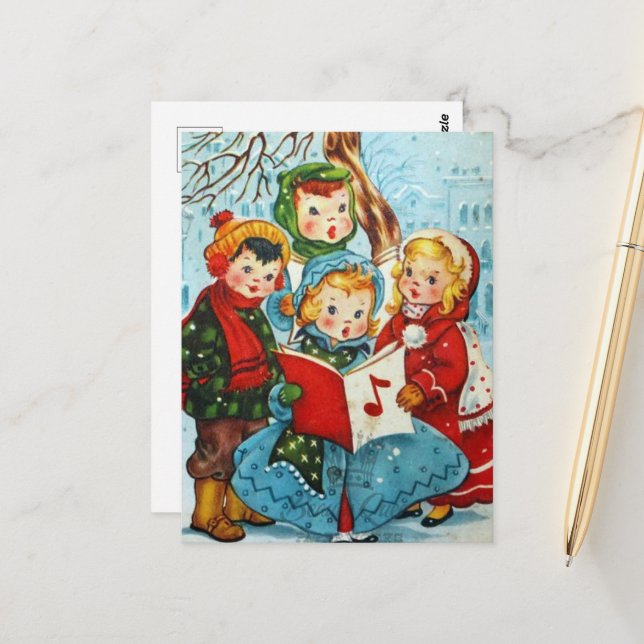 niedliche Weihnachtskinder Postkarte (Vorderseite/Rückseite Beispiel)