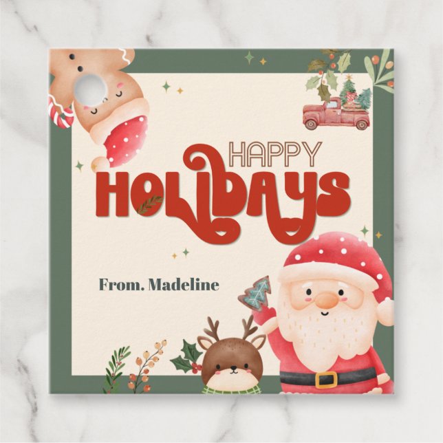 Niedliche Weihnachtskinder Weihnachtsfeier Geschenkanhänger (Vorderseite)