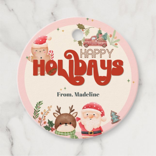 Niedliche Weihnachtskinder Weihnachtsfeier Geschenkanhänger (Vorderseite)