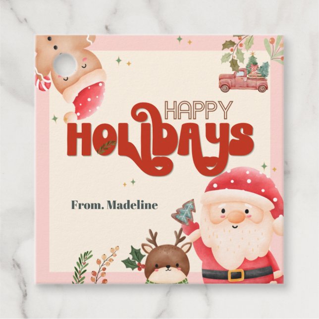 Niedliche Weihnachtskinder Weihnachtsfeier Geschenkanhänger (Vorderseite)