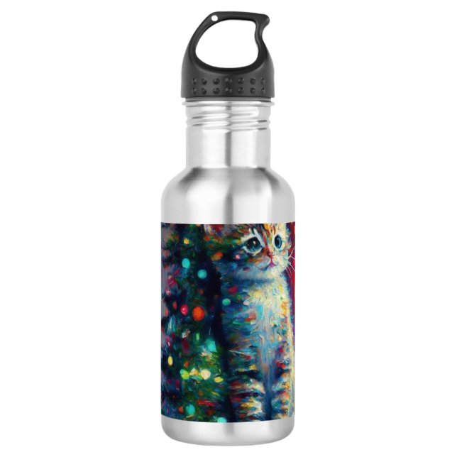 Niedliche Weihnachtskitte Edelstahlflasche (Vorderseite)