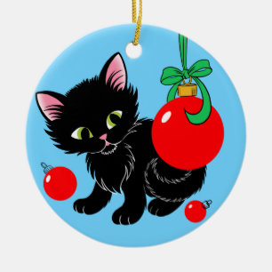 Niedliche Weihnachtskitte Keramik Ornament