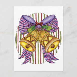Niedliche Weihnachtsklingeln mit Ribbon und Bow Feiertagspostkarte