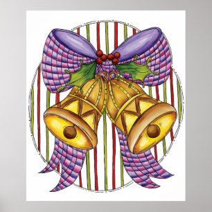 Niedliche Weihnachtsklingeln mit Ribbon und Bow Poster