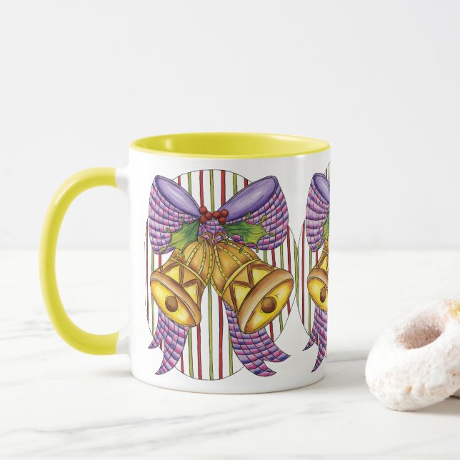 Niedliche Weihnachtsklingeln mit Ribbon und Bow Tasse (Mit Donut)