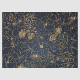 Niedliche Weihnachtskonfetti und goldenes Blumende Seidenpapier