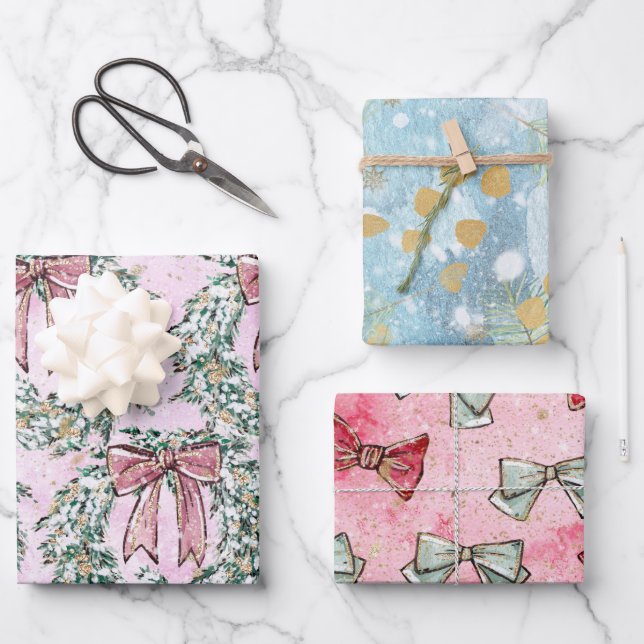 Niedliche Weihnachtskriege und -brühe Geschenkpapier Set (Vorderseite)