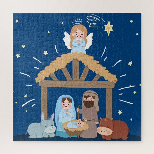 Niedliche Weihnachtskrippe Jigsaw Puzzle (Vertikal)