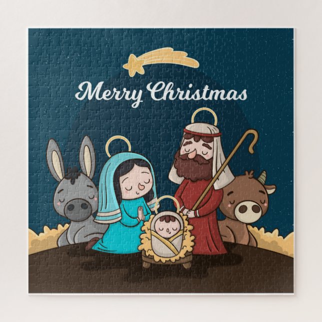 Niedliche Weihnachtskrippe Puzzle (Vertikal)