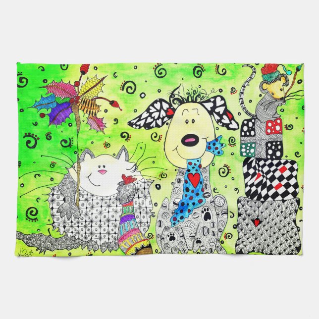 Niedliche Weihnachtskritter Küchentücher (Horizontal)