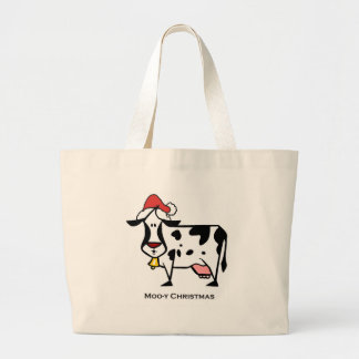 Niedliche Weihnachtskuh Jumbo Stoffbeutel