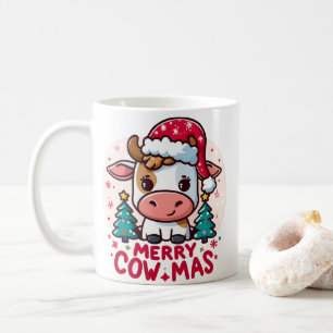 Niedliche Weihnachtskuh "Merry Cowmas" Kaffeetasse
