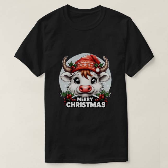 niedliche Weihnachtskuh T-Shirt (Design vorne)