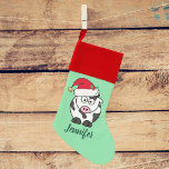 Niedliche Weihnachtskuh Weihnachtsstrumpf<br><div class="desc">Dieser wunderschöne Weihnachtskuh-Strumpf zeigt einen niedlichen Holstein mit einer roten Weihnachtsmannmütze. Dieser hübsche,  personalisierte Strumpf von Bauernhoftieren ist mit einem schönen,  minzgrünen Urlaubshintergrund dekoriert. Personalisieren Sie Ihren eigenen Text am Ende für ein lustiges Strumpf Geschenk für Kinder.</div>