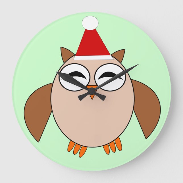 Niedliche Weihnachtskuppe Große Wanduhr (Vorderseite)