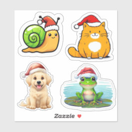 Niedliche Weihnachtslebewesen - Vinyl Stickers maß Aufkleber