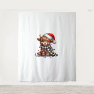 Niedliche Weihnachtslichter Höllenkuh Weihnachten Wandteppich