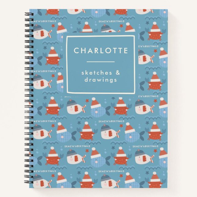Niedliche Weihnachtsmänner Notizbuch (Vorderseite)
