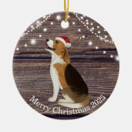 Niedliche Weihnachtsmannmütze Beagle Weihnachten Keramik Ornament