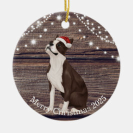 Niedliche Weihnachtsmannmütze Boston Terrier Weihn Keramik Ornament