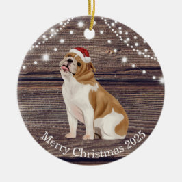 Niedliche Weihnachtsmannmütze English Bulldog Chri Keramik Ornament
