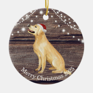 Niedliche Weihnachtsmannmütze Golden Retriever Keramik Ornament