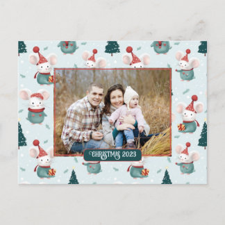 Niedliche Weihnachtsmannmütze White Mäuse Weihnach Postkarte
