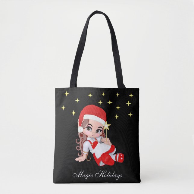 Niedliche Weihnachtsmärsche Angel & Stars Tote Tas (Vorderseite)