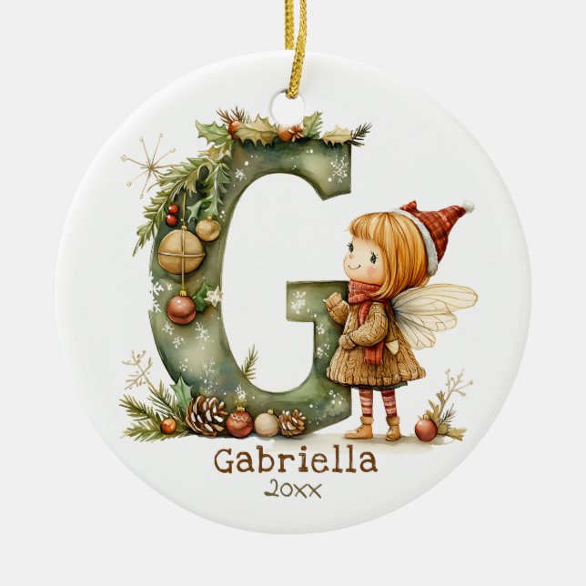 Niedliche Weihnachtsmärsche Erste 'G' Custom Keepa Keramik Ornament (Vorne)