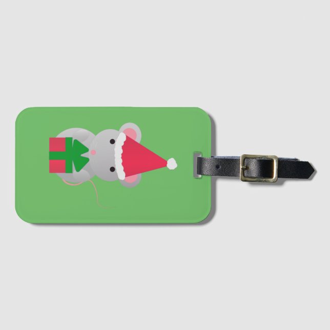 Niedliche Weihnachtsmaus Gepäckanhänger (Vorderseite (Horizontal))