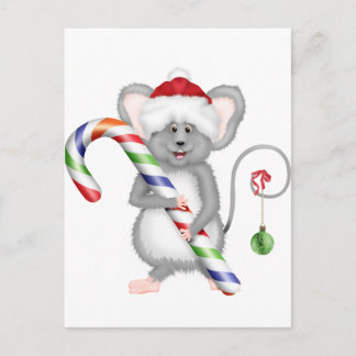 Niedliche Weihnachtsmaus mit Weihnachtsmannmütze Feiertagspostkarte