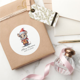 Niedliche Weihnachtsmaus Personalisiert Runder Aufkleber