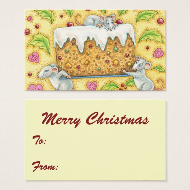 Niedliche Weihnachtsmäuse mit einem Kuchen-Nachtis (Vorne & Hinten)