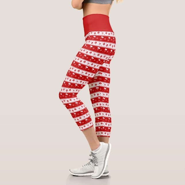 Niedliche Weihnachtsmilben, Strumpf und Schneefloc Capri Leggings (Links)