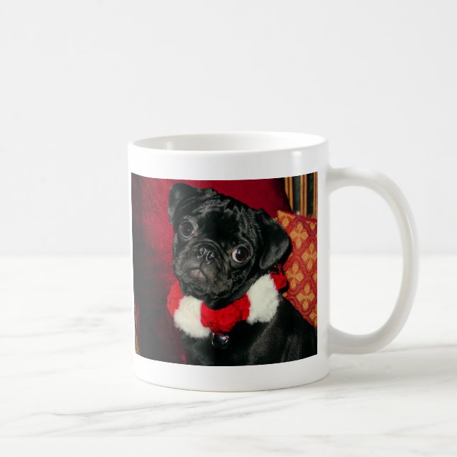 Niedliche WeihnachtsMops-Kaffee-Tasse Kaffeetasse (Rechts)