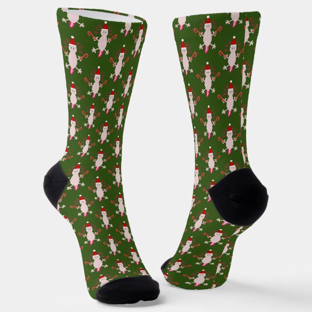 Niedliche Weihnachtsnacht Axolotl Gemustert Socken (Gewinkelt)