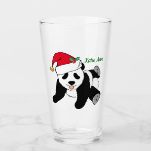 Niedliche Weihnachtspanda-Bärn-Gewohnheit Glas